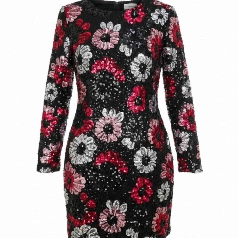 Sequin Floral Mini Dress (SKU #1150)